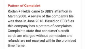 Rodan and fields comman complaint