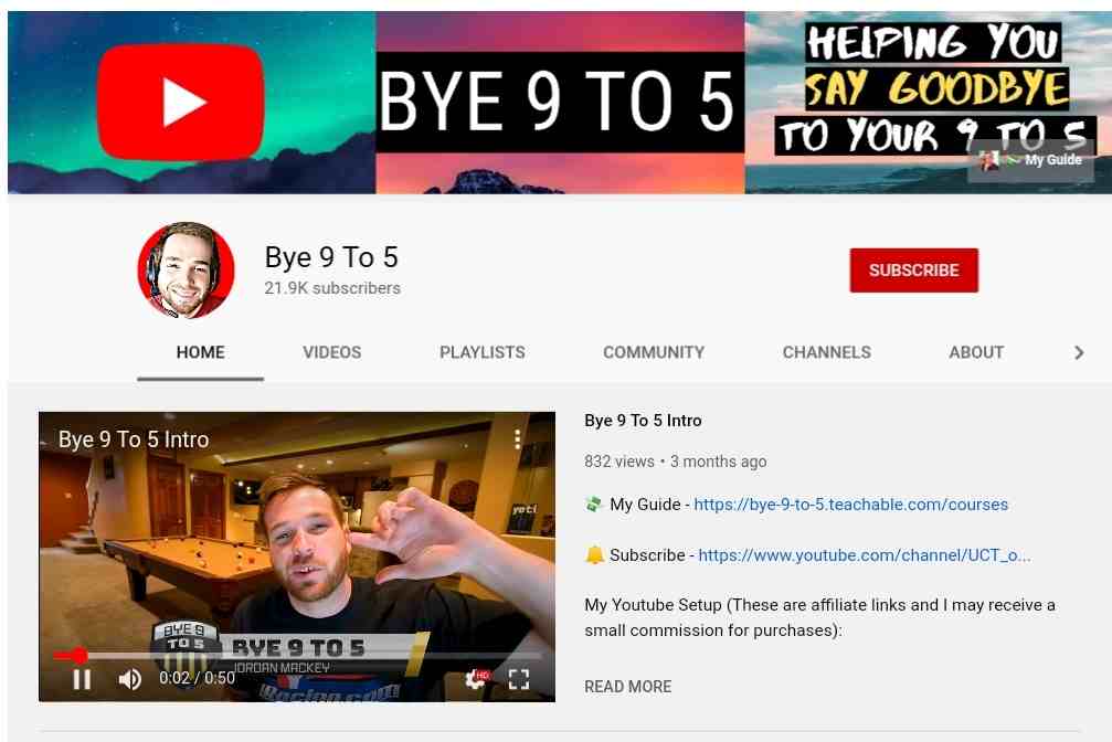 Bye 9 To 5 youtube channel 