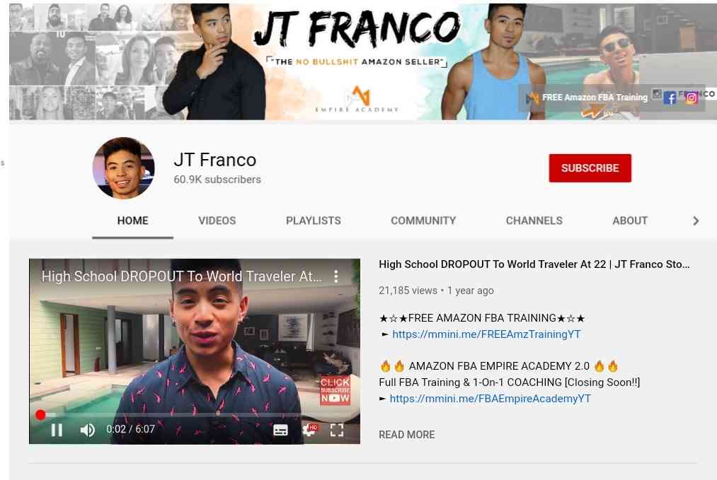 Jt Franco youtube channel 