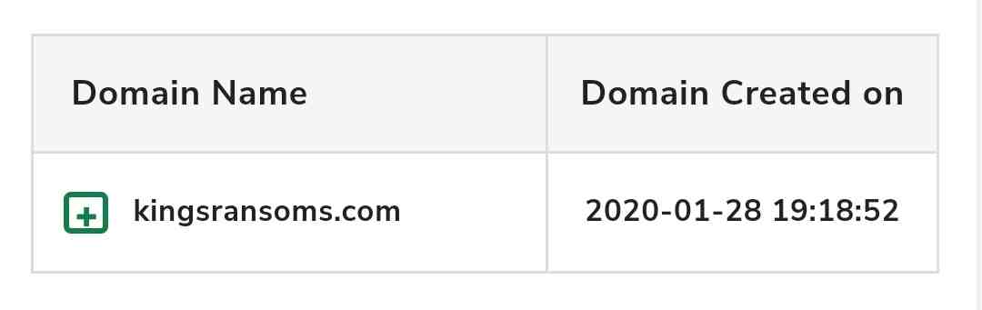 KingsRansom domain age
