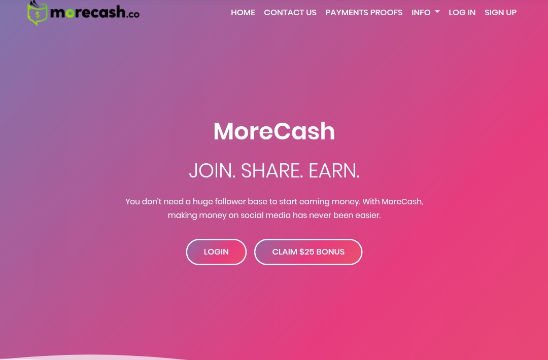 Morecash.co front page